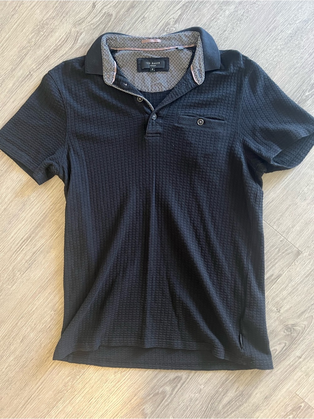 Ted Baker Black Ribbed Polo Shirt | Men’s Designer Short Sleeve Polo